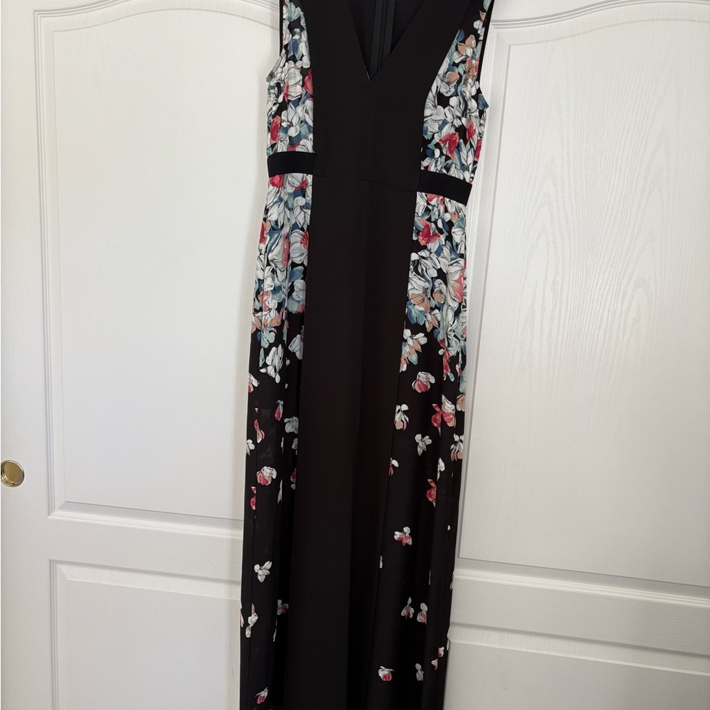 BCBGMaxAzria Black Maxi Dress with Floral Accents